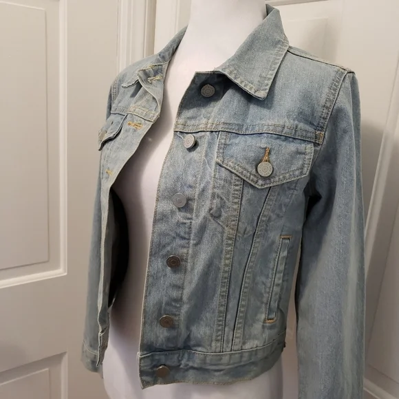 BDG Urban Outfitters Light Blue Jean Jacket Size SP, "Let It Grow" - Picture 3 of 12